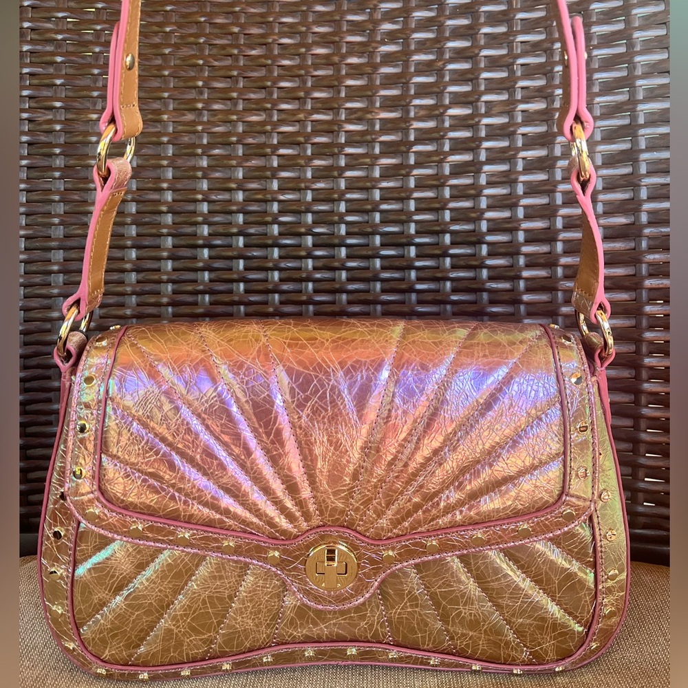 NWT Brahmin Nerida in ALECTRONA Metallic Crinkle Leather Bag